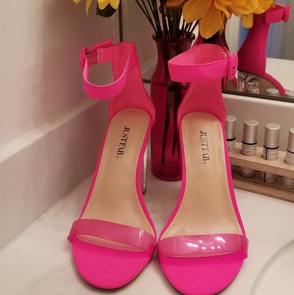 Hot Pink Clear Heels Sz. 7 - Picture 1 of 5